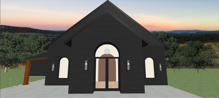 beautiful indoor wedding chapel with black exterior