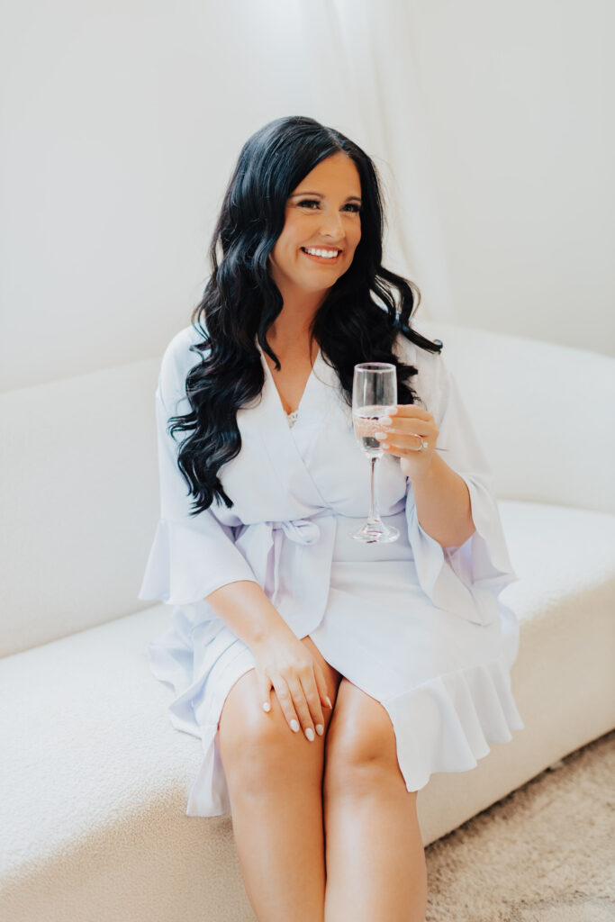 bride on wedding day getting ready