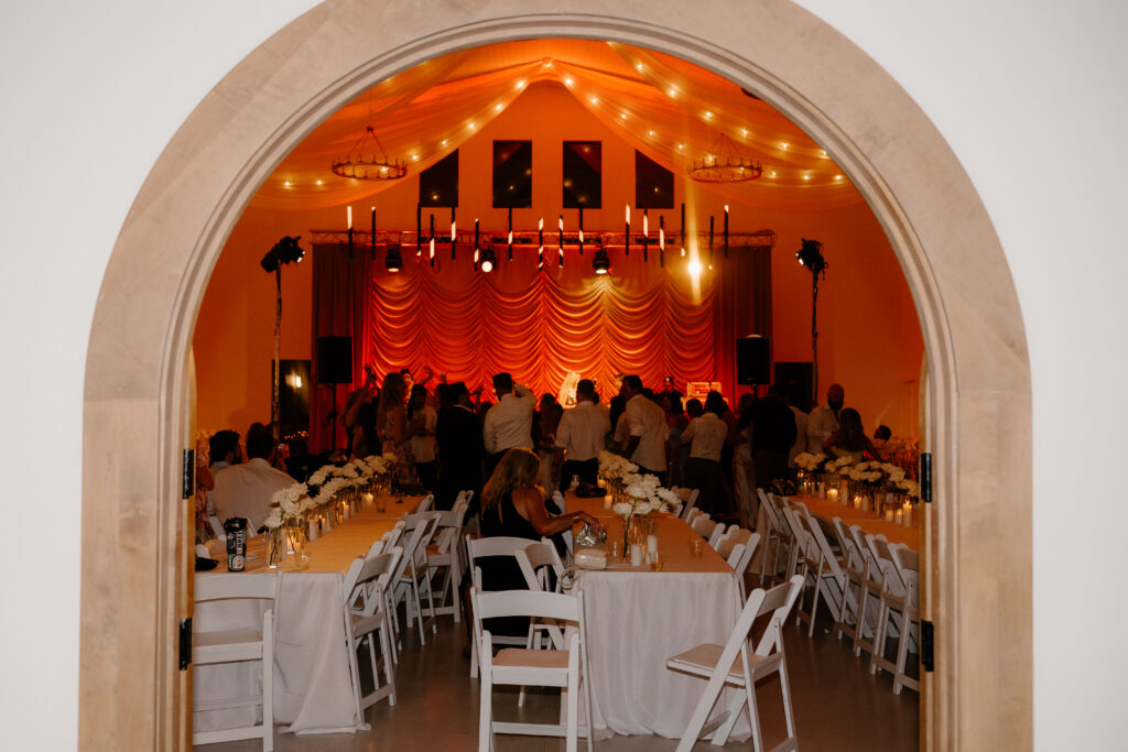 a band playing during a wedding reception