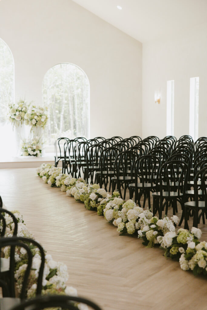 florals lining the aisle